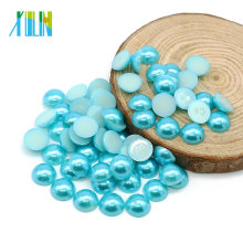 Hochwertige gewölbte flache Rückseite Hälfte Perlen für Kleidung Zubehör Aquamarin Farbe, Z19-Aquamarin